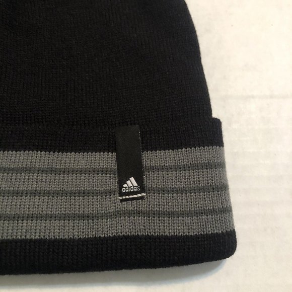 Adidas Aeroready Black/Gray Core Fold II Knit Cuff Beanie Men's One Size Fit All - Picture 2 of 7